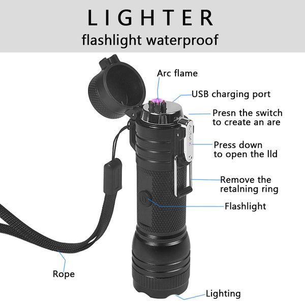 Waterproof Usb Lighter Flashlight